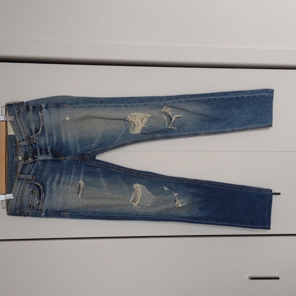 rag & bone Distressed Ripped Light Blue Cropped Jeans